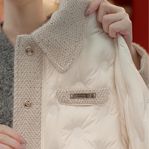 [甄选大朵鸭绒]25年冬洋暖意保暖百搭显瘦白鸭绒羽绒服R101