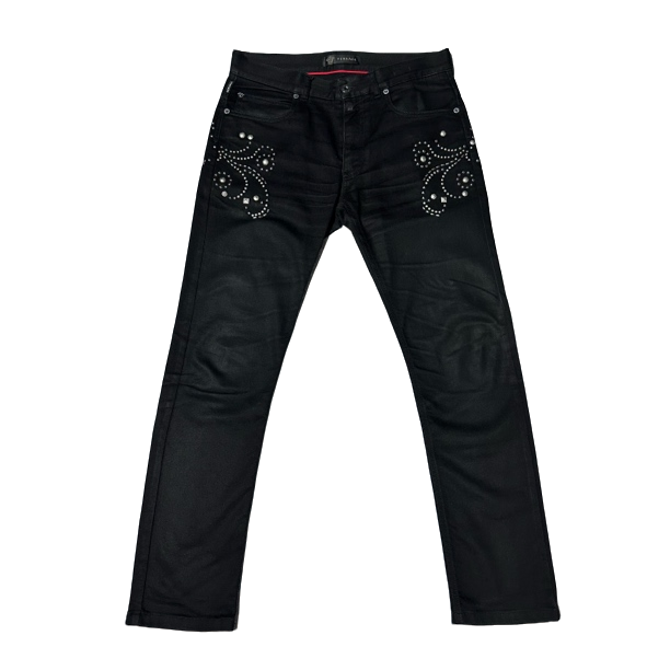 99新 VERSACE/范思哲 金属印花秀款牛仔裤31码42712