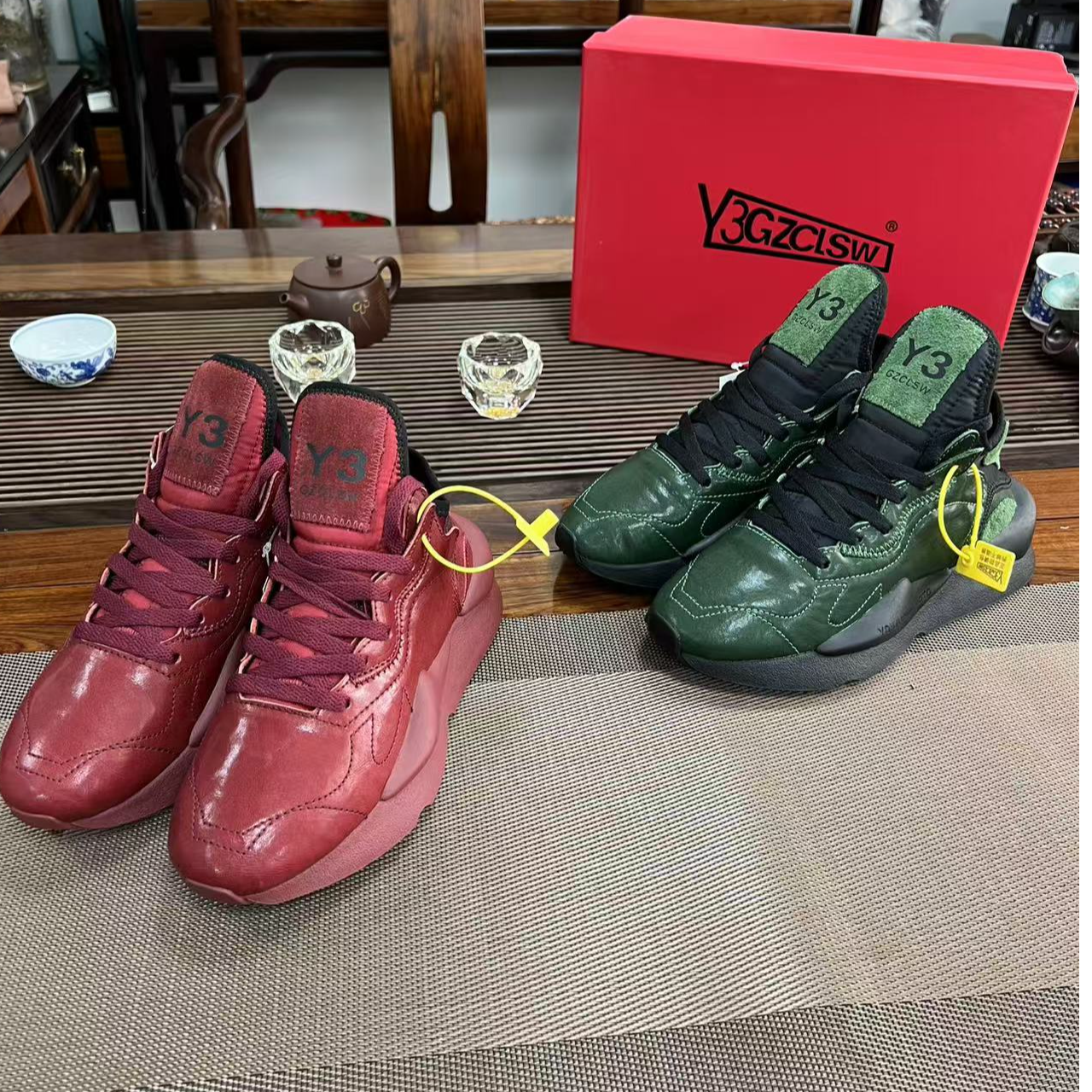 Y3GZCLSW酒红韩式休闲情侣头层皮运动鞋时尚休闲鞋老爹鞋男女潮