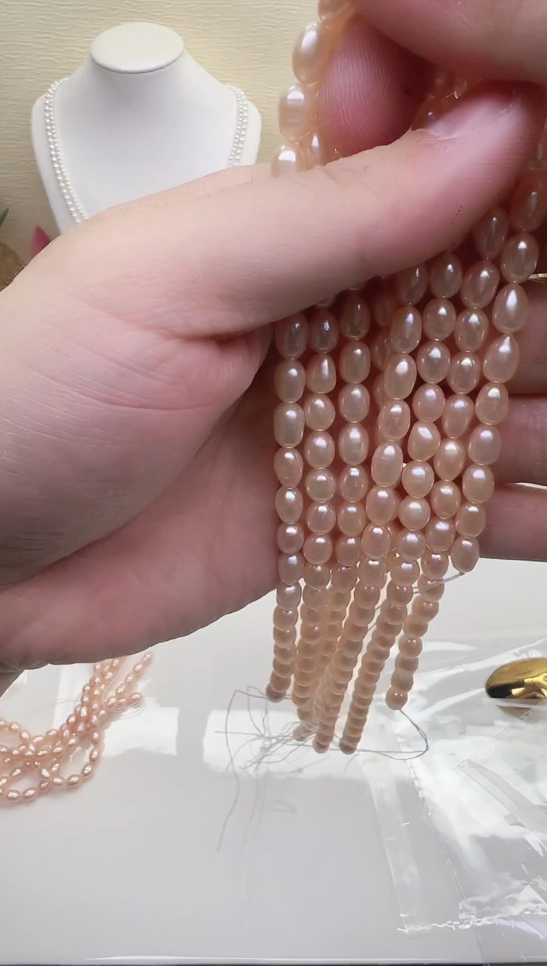 未镶嵌半成品淡水珍珠粉色米珠5.5mm