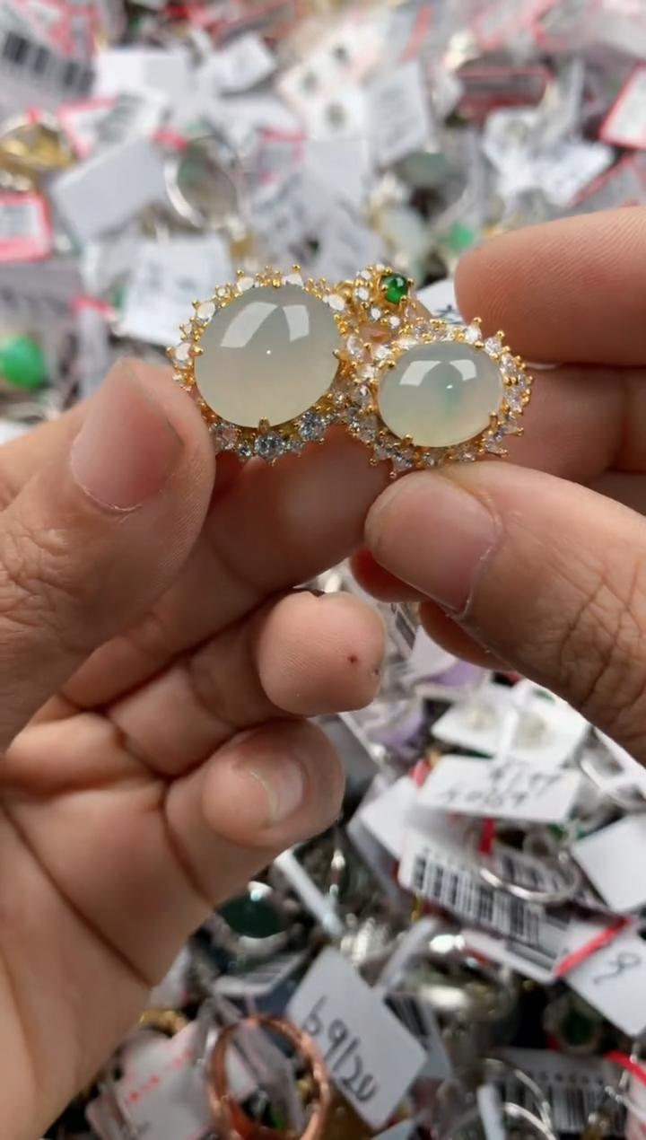 银S925镶嵌戒指翡翠4444----7