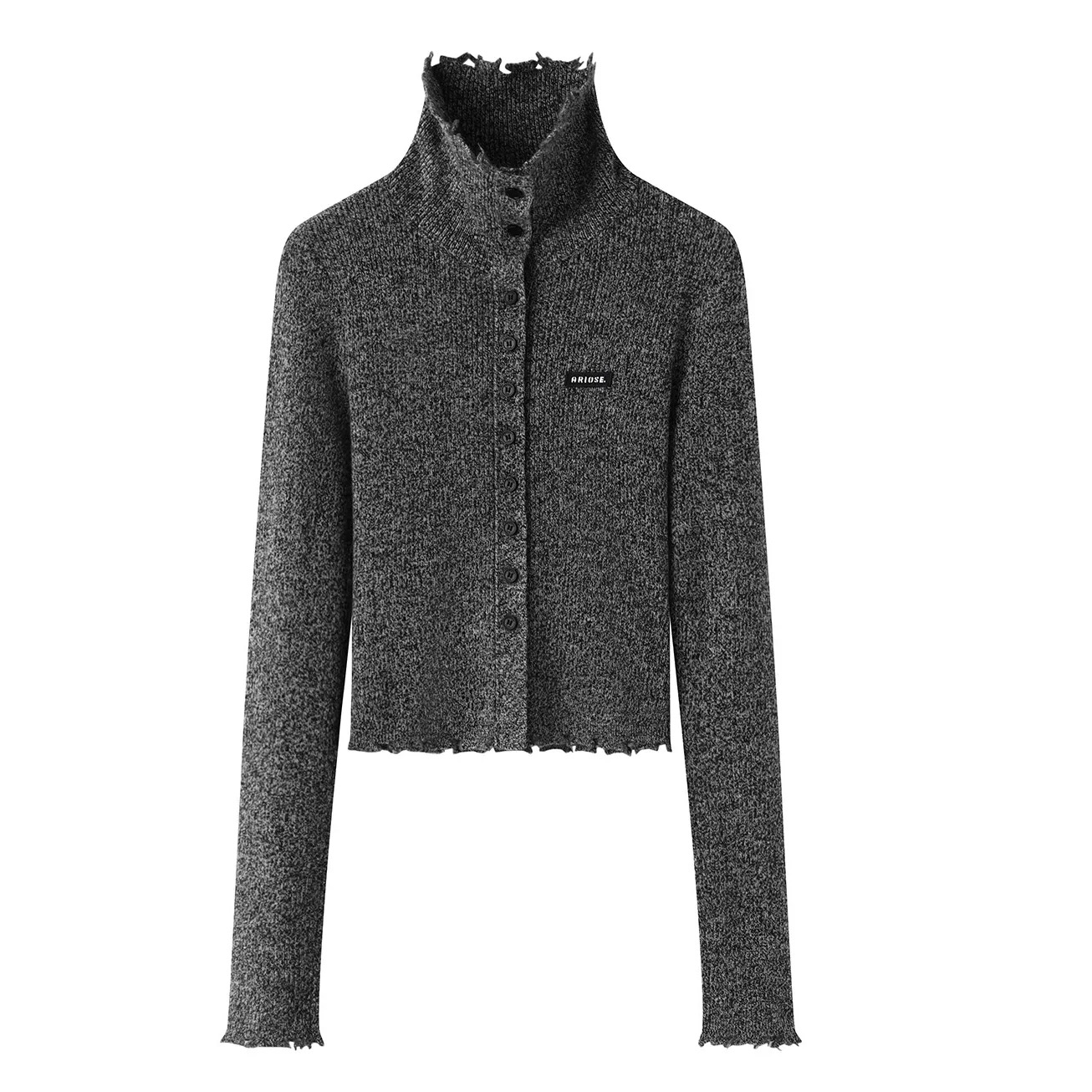 2025秋冬新休闲高领针织开衫毛衣外套女4171