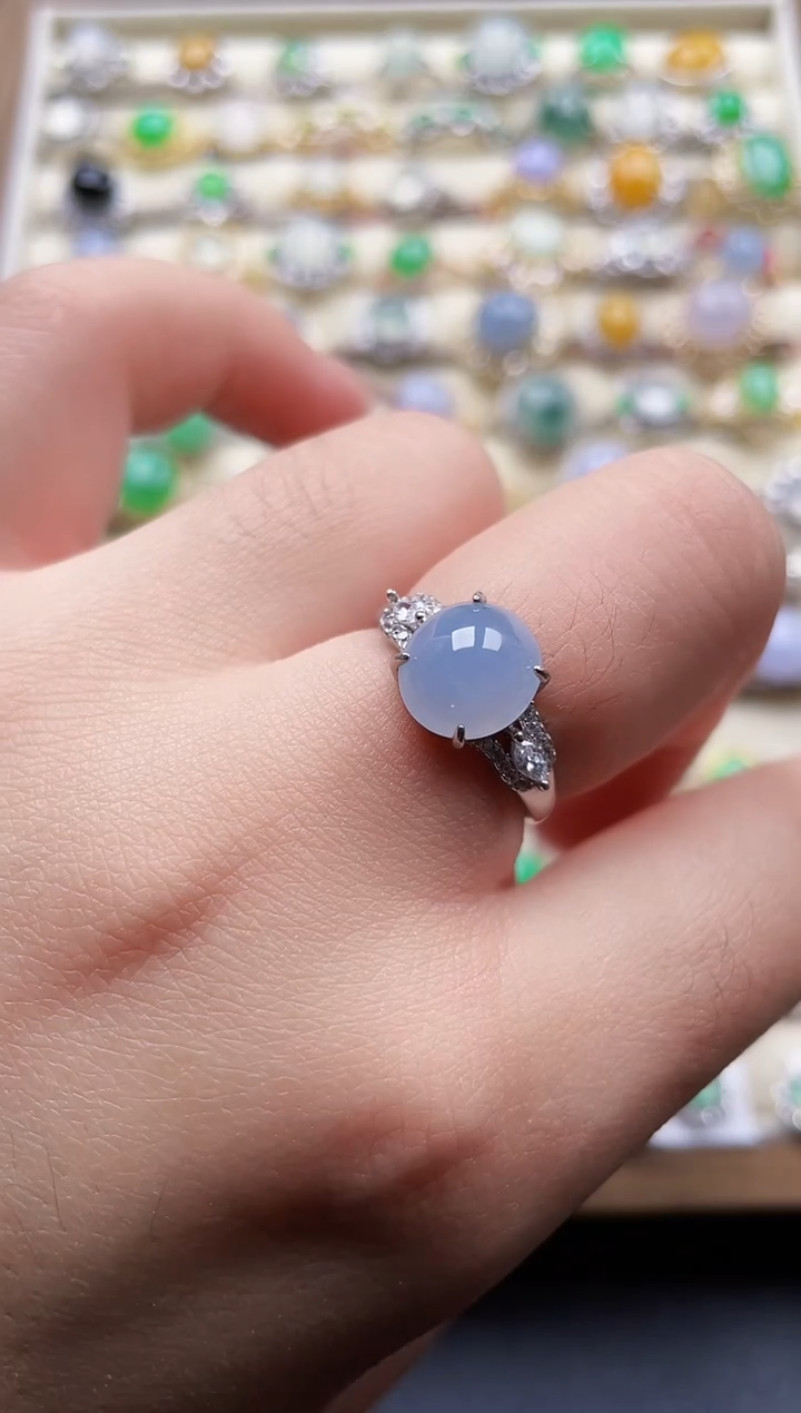 银S925镶嵌戒指翡翠3