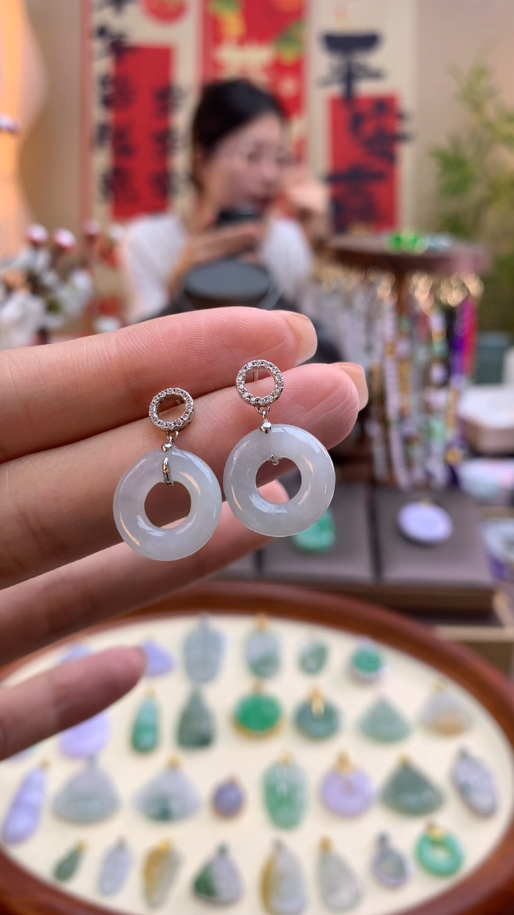 【闪购商品】翡翠颈饰银S925镶嵌耳饰