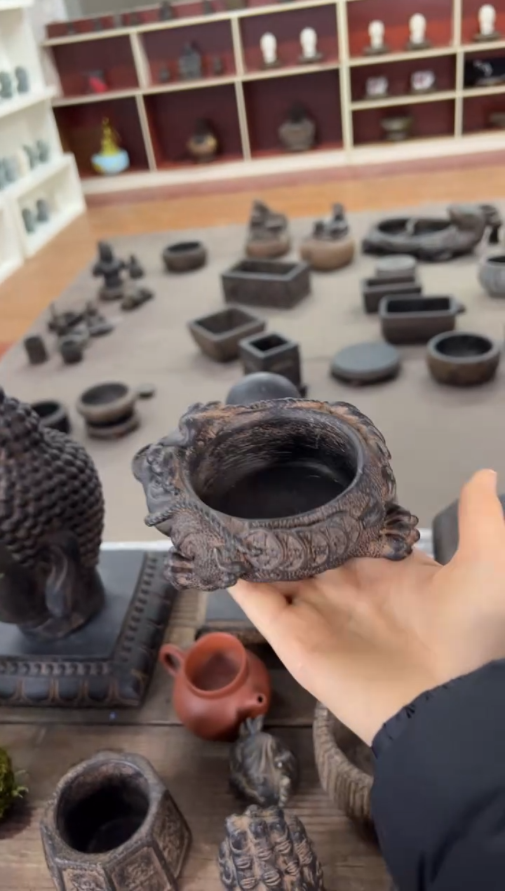 陶土【合成青石】金蟾盆