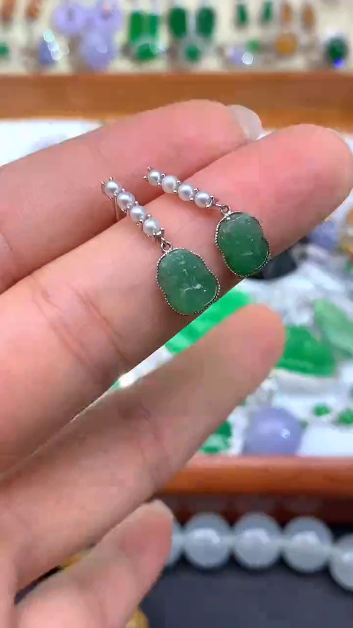 【闪购商品】翡翠耳饰18K金镶嵌178-天然翡翠