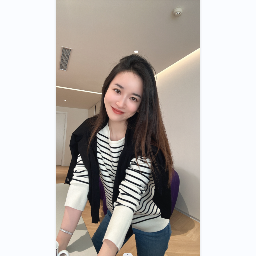 SK2239【贵姐NICOLE】四平针25年百搭圆领显瘦横条纹上衣女毛衣针