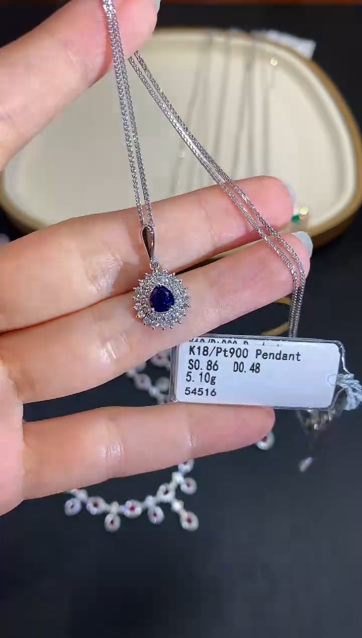 定制蓝宝石项链18K金镶嵌S520|6800