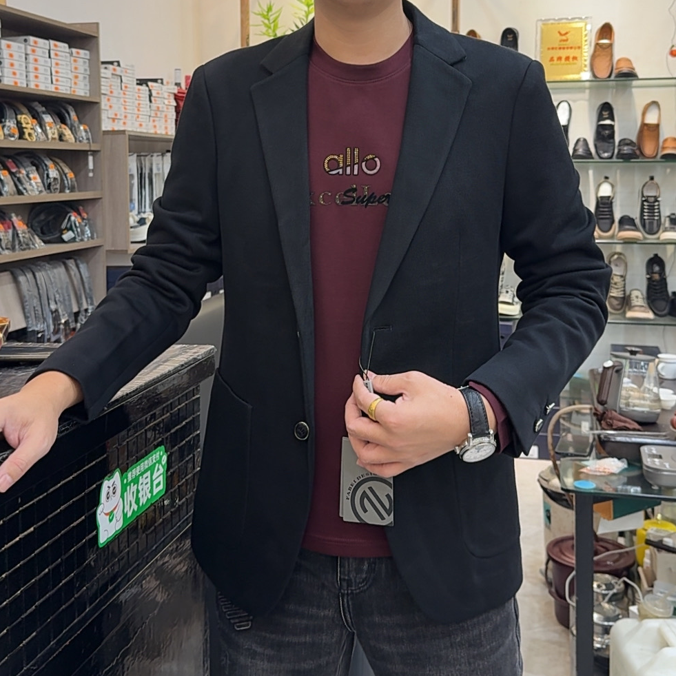 【大公道实体】新款秋冬时尚休闲百搭男士纯色修身西装外套90439