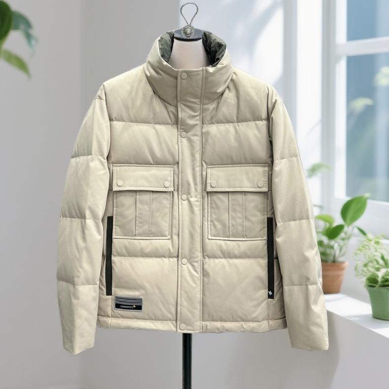 H家大牌剪标立领羽绒服日系工装时尚休闲冬季保暖鸭绒衫男士外套