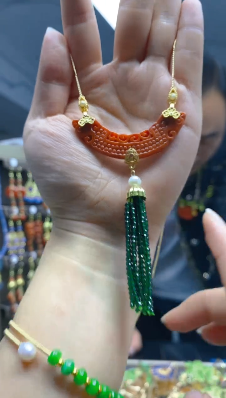 【闪购商品】翡翠耳饰合金0394翡翠锁骨链