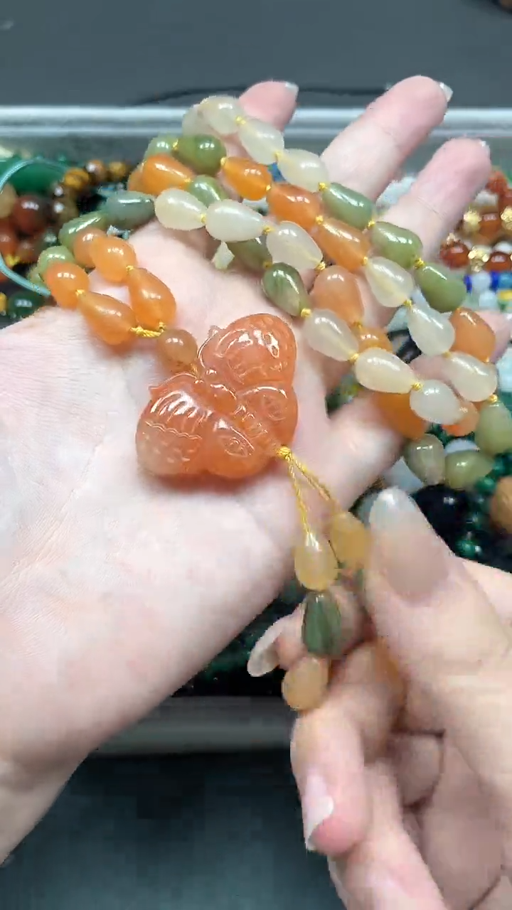 毛衣链未镶嵌石英质玉（金丝玉）多样性发货拍一发一