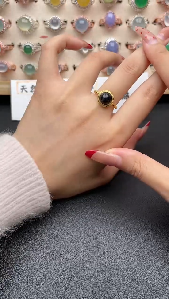 【闪购商品】翡翠戒指银S925镶嵌一物一证一礼盒