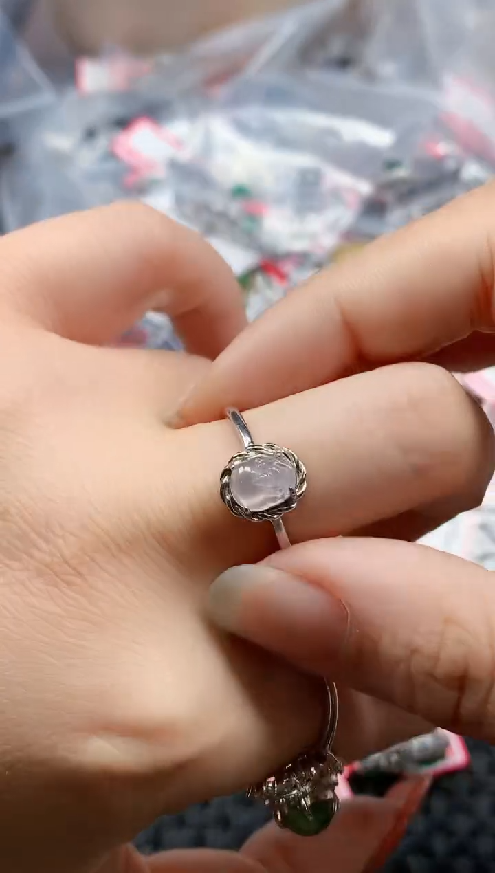 银S925镶嵌戒指翡翠天然A货缅甸翡翠