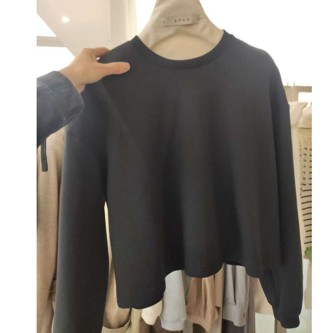 百搭T恤-NO退换 接受再拍 Y-P-505  长袖圆领套头短款宽松型