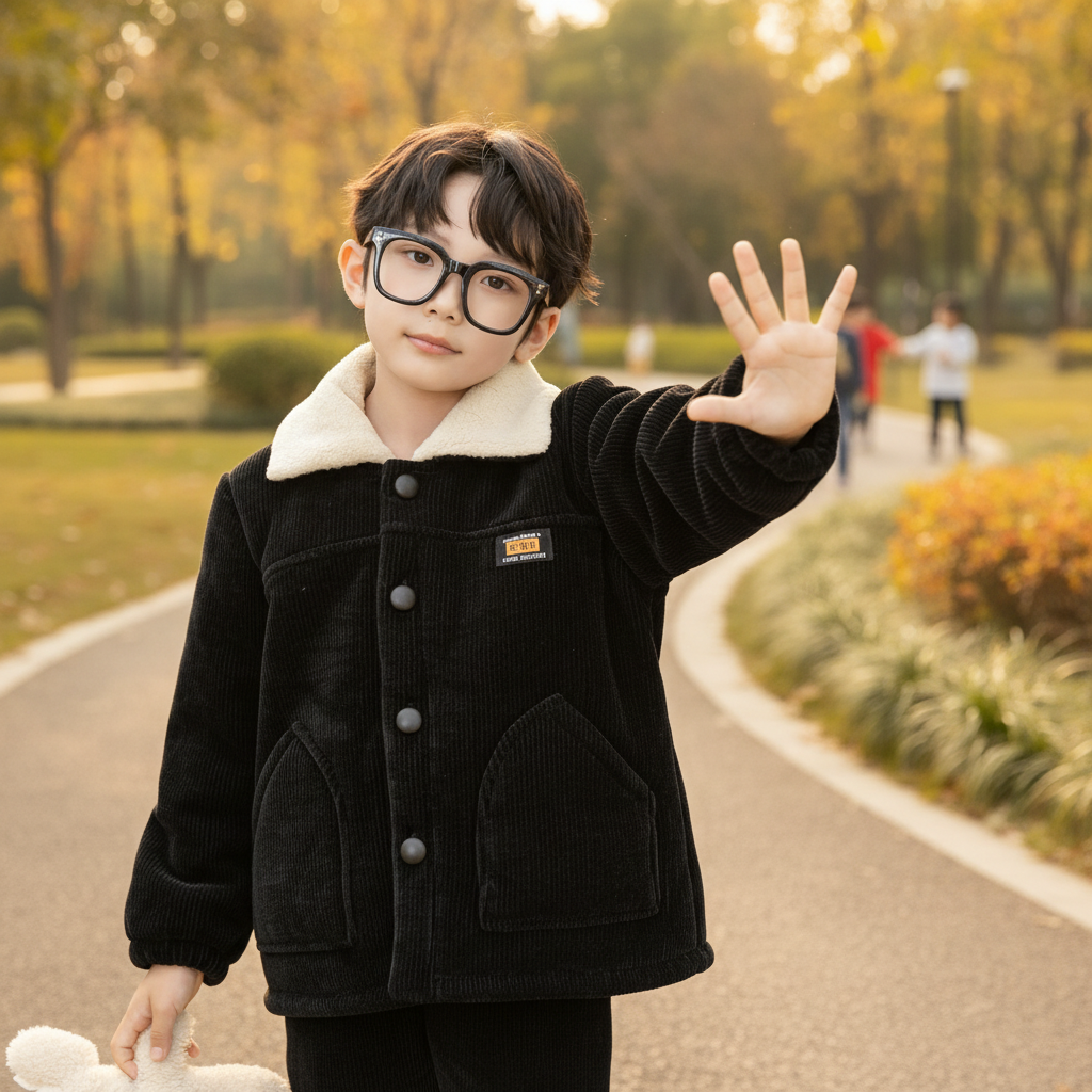 童装睡衣冬季加厚款三层夹棉新潮帅气男童棉袄雪尼尔珊瑚绒家居服