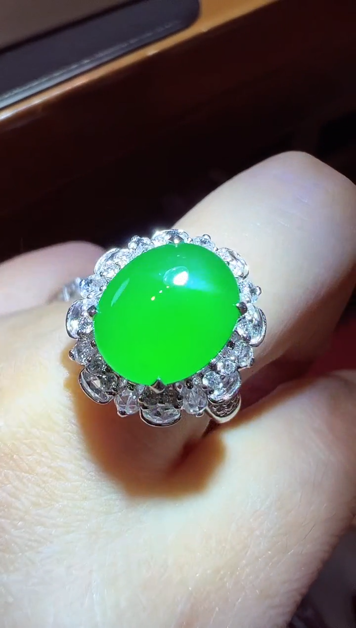 翡翠戒指18K金镶嵌蛋面29800尾款
