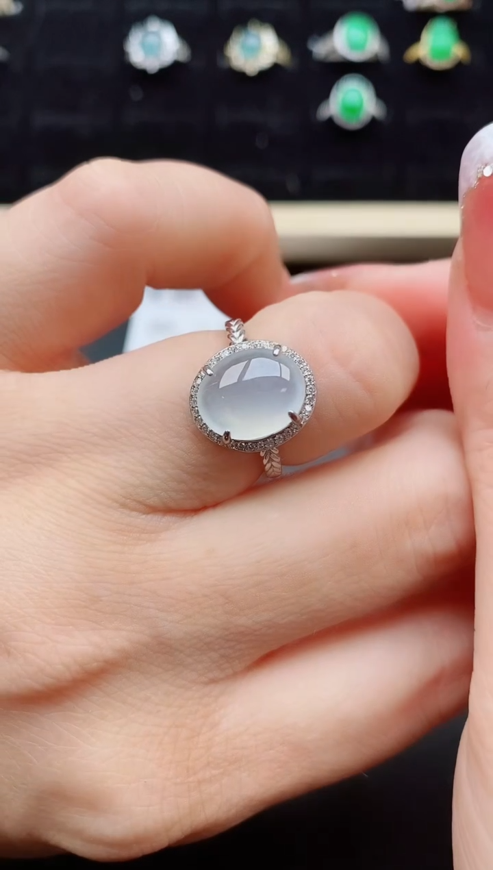 【闪购商品】翡翠戒指银S925镶嵌5080