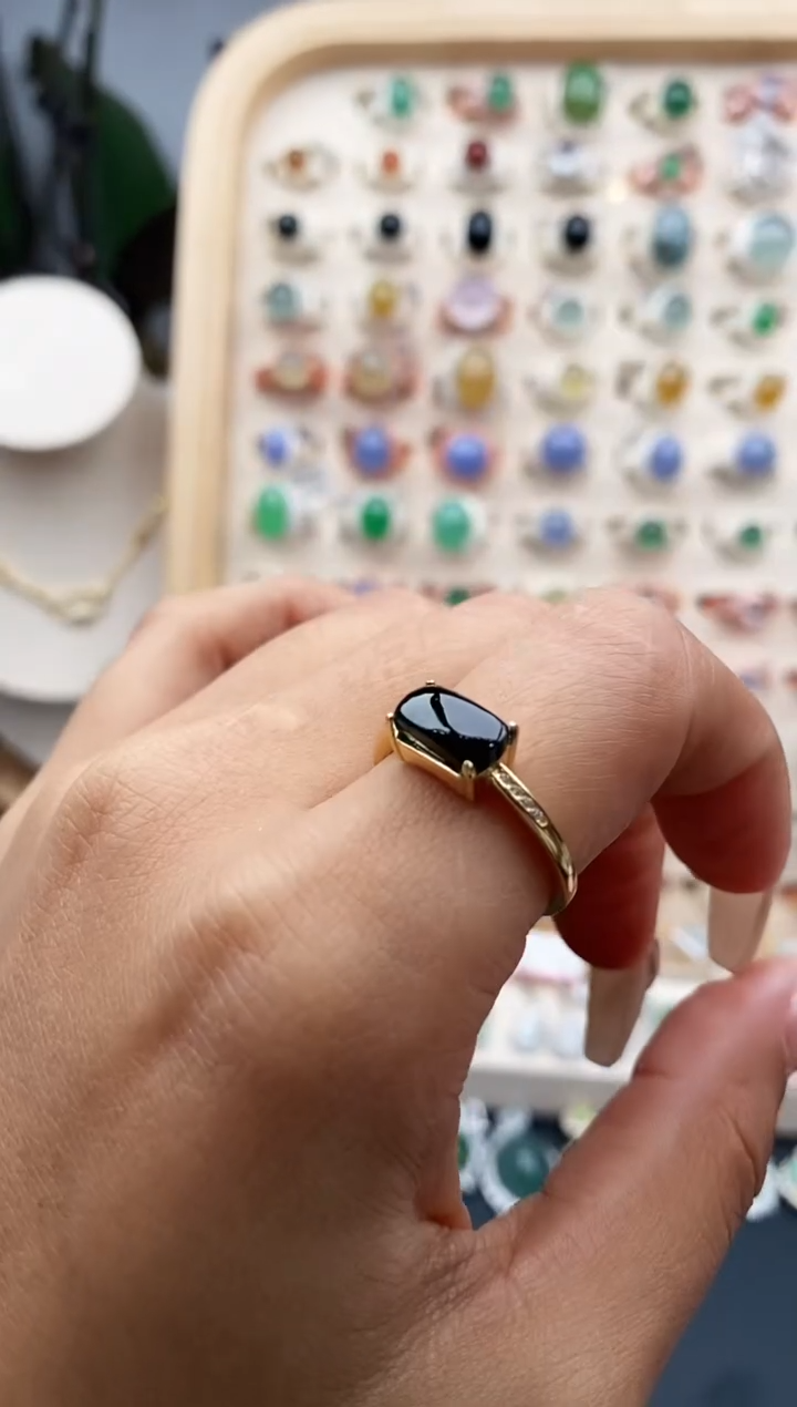 【闪购商品】翡翠戒指银S925镶嵌缅甸天然A货翡翠222  6+1