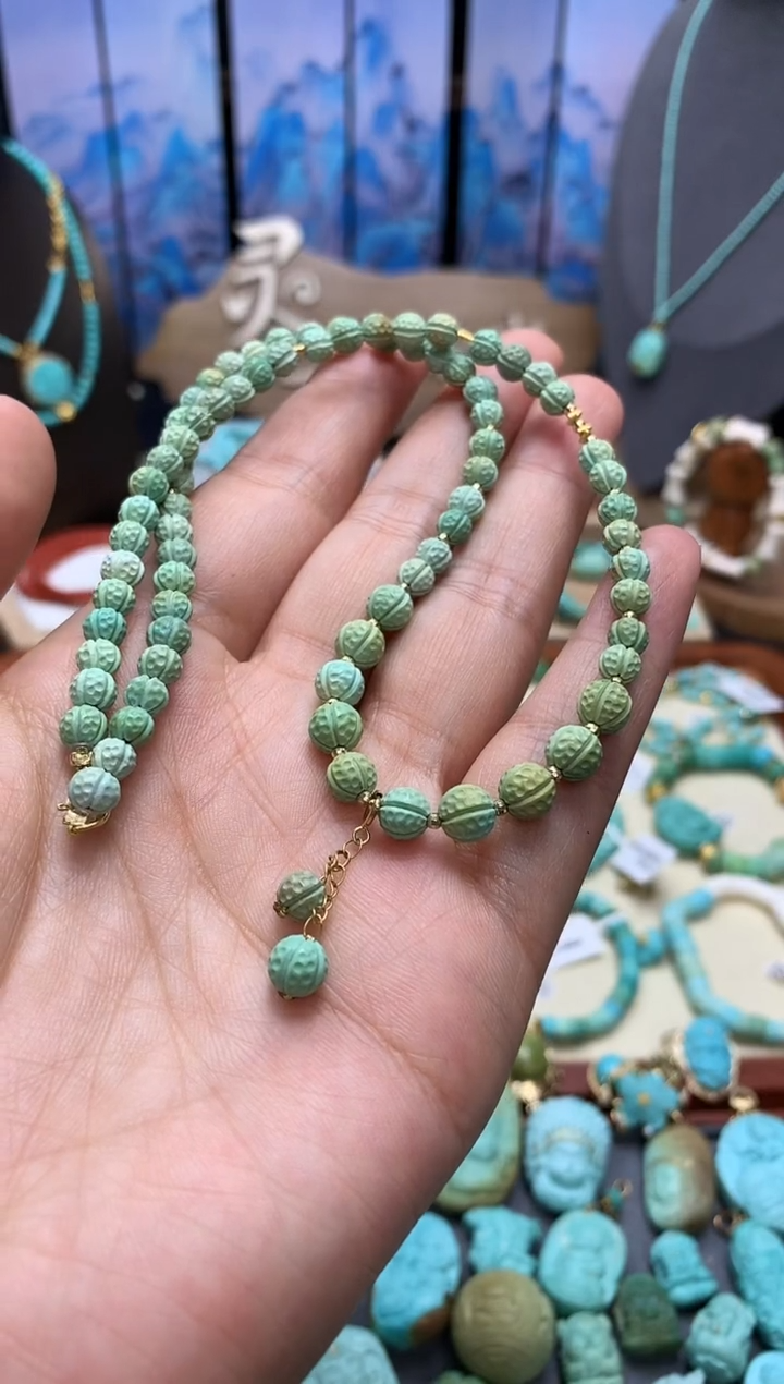 【闪购商品】绿松石颈饰18K金镶嵌项链