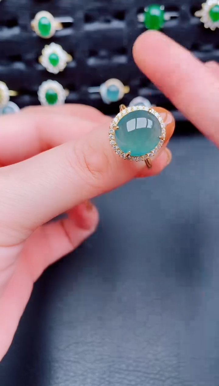 【闪购商品】翡翠戒指银S925镶嵌天然a货翡翠164