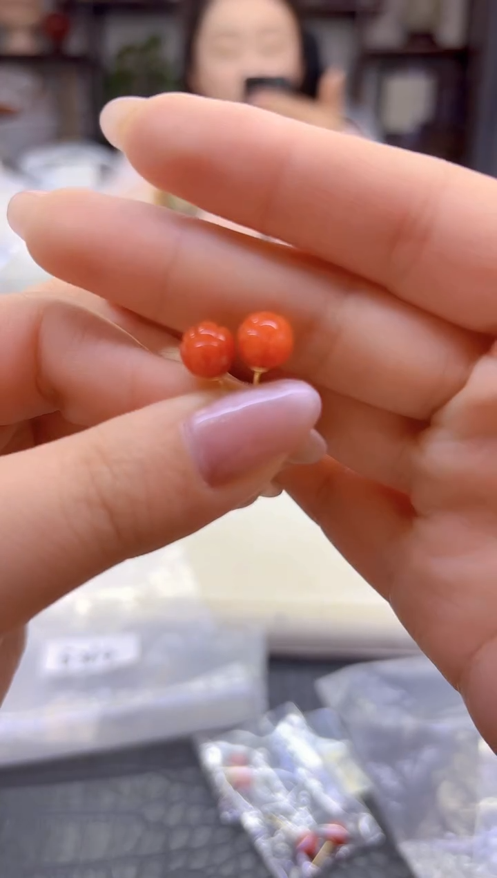 14K金镶嵌翡翠耳饰DIY款E780