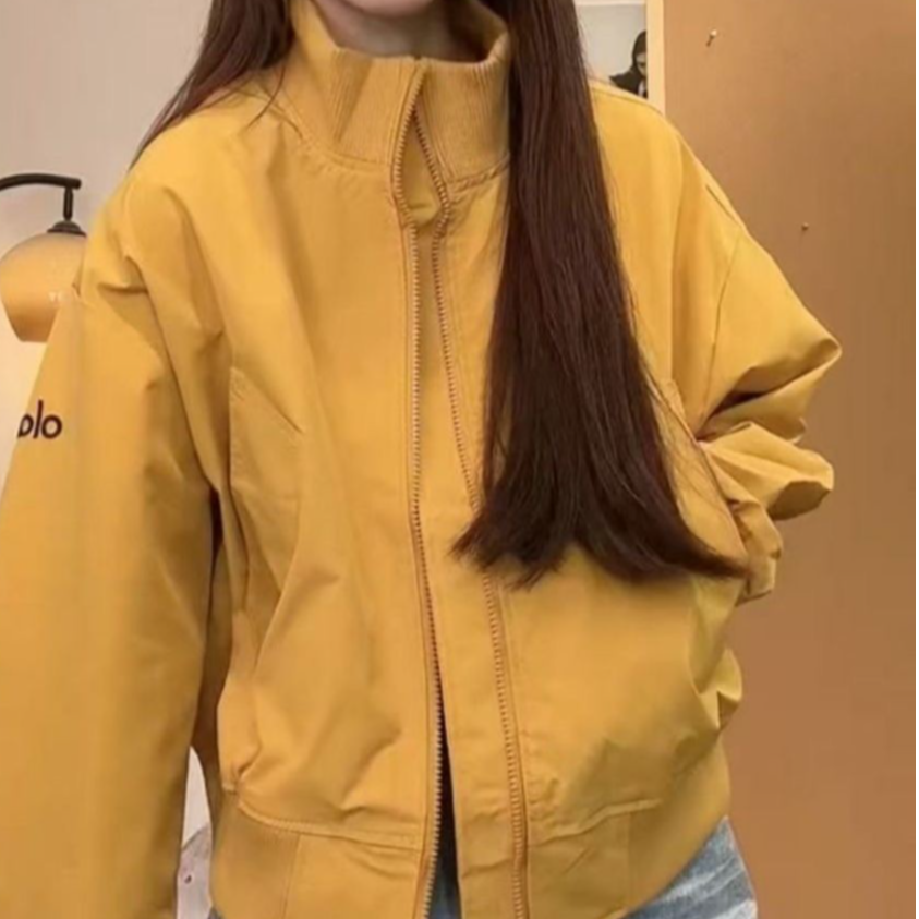立领短款拉链女秋季韩版棒球服春秋百搭休闲宽松短外套