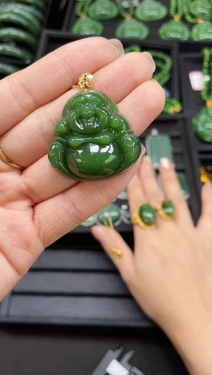 【闪购商品】和田玉吊坠18K金镶嵌多样性发一