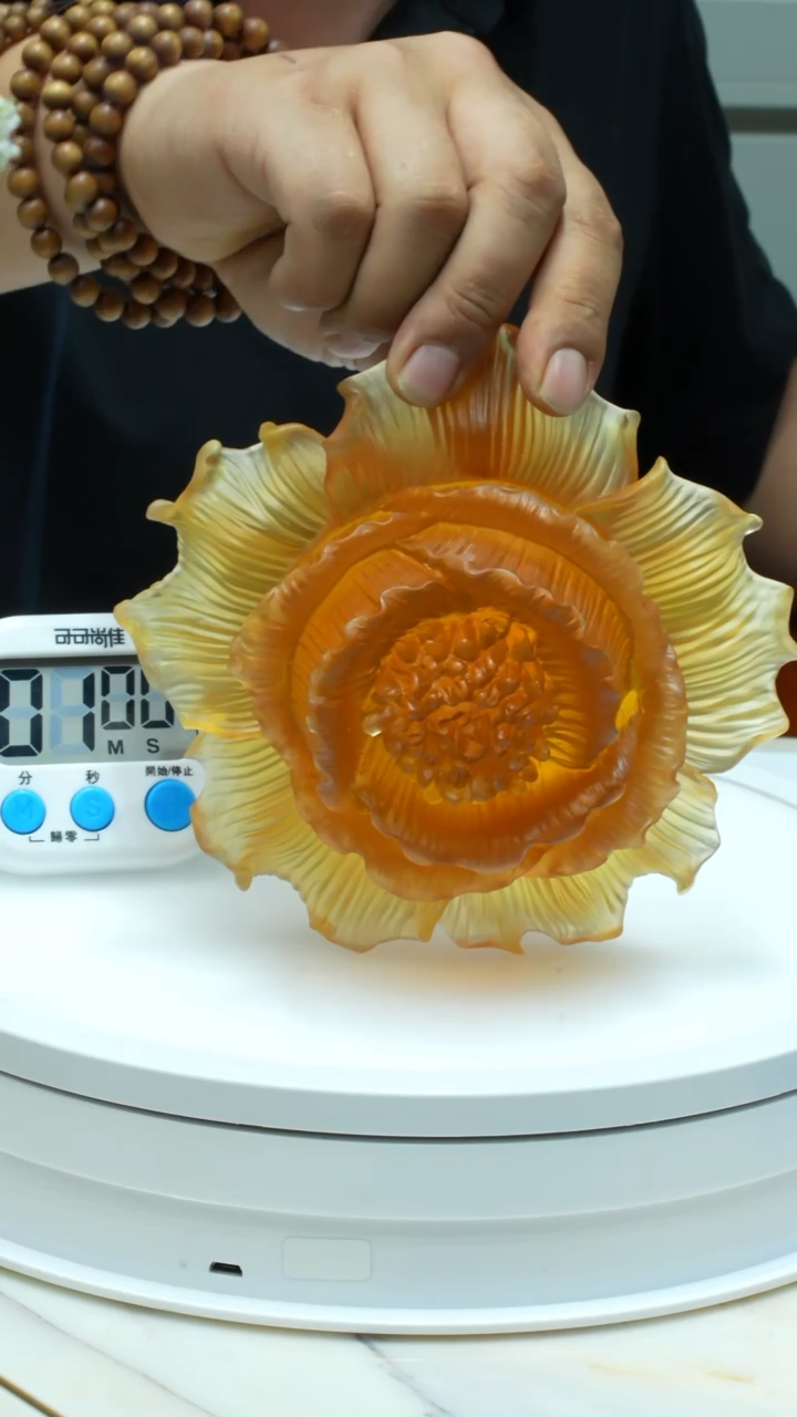 【闪购商品】泥塑古法琉璃牡丹花17cm摆件