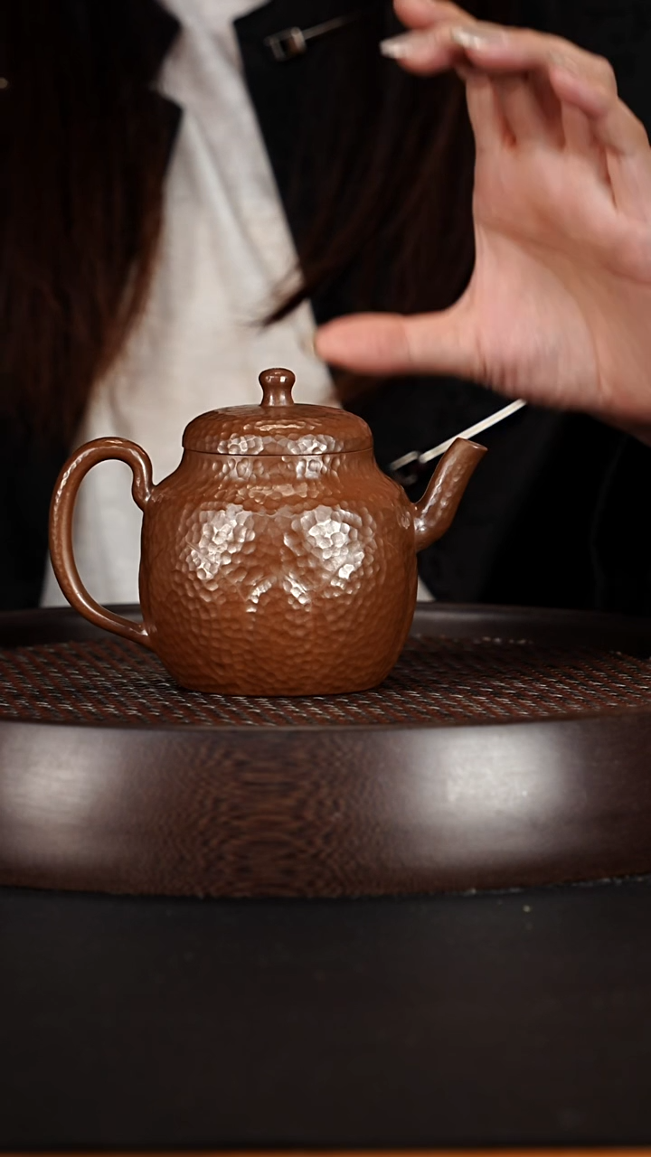 茶壶紫砂宜兴紫砂壶革紫泥锤纹宫灯280cc