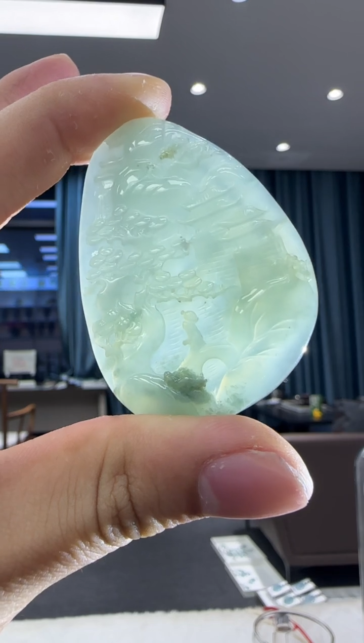 颈饰未镶嵌翡翠天然翡翠A货孤品一件