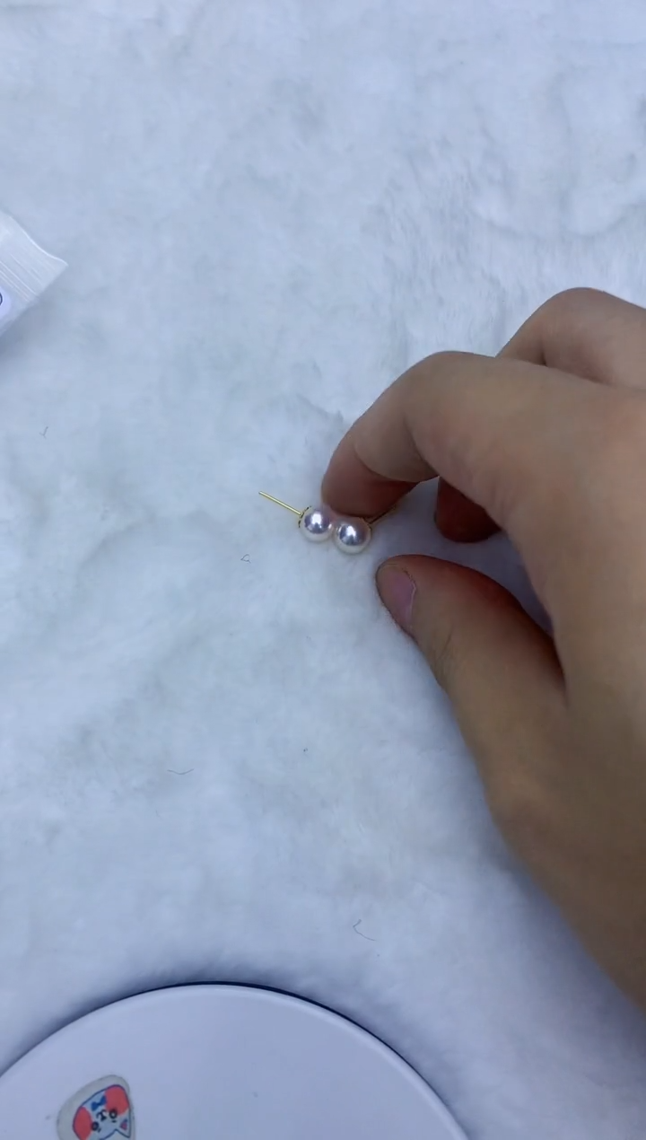 18K金镶嵌海水珍珠饰品7-7.5素钉定制