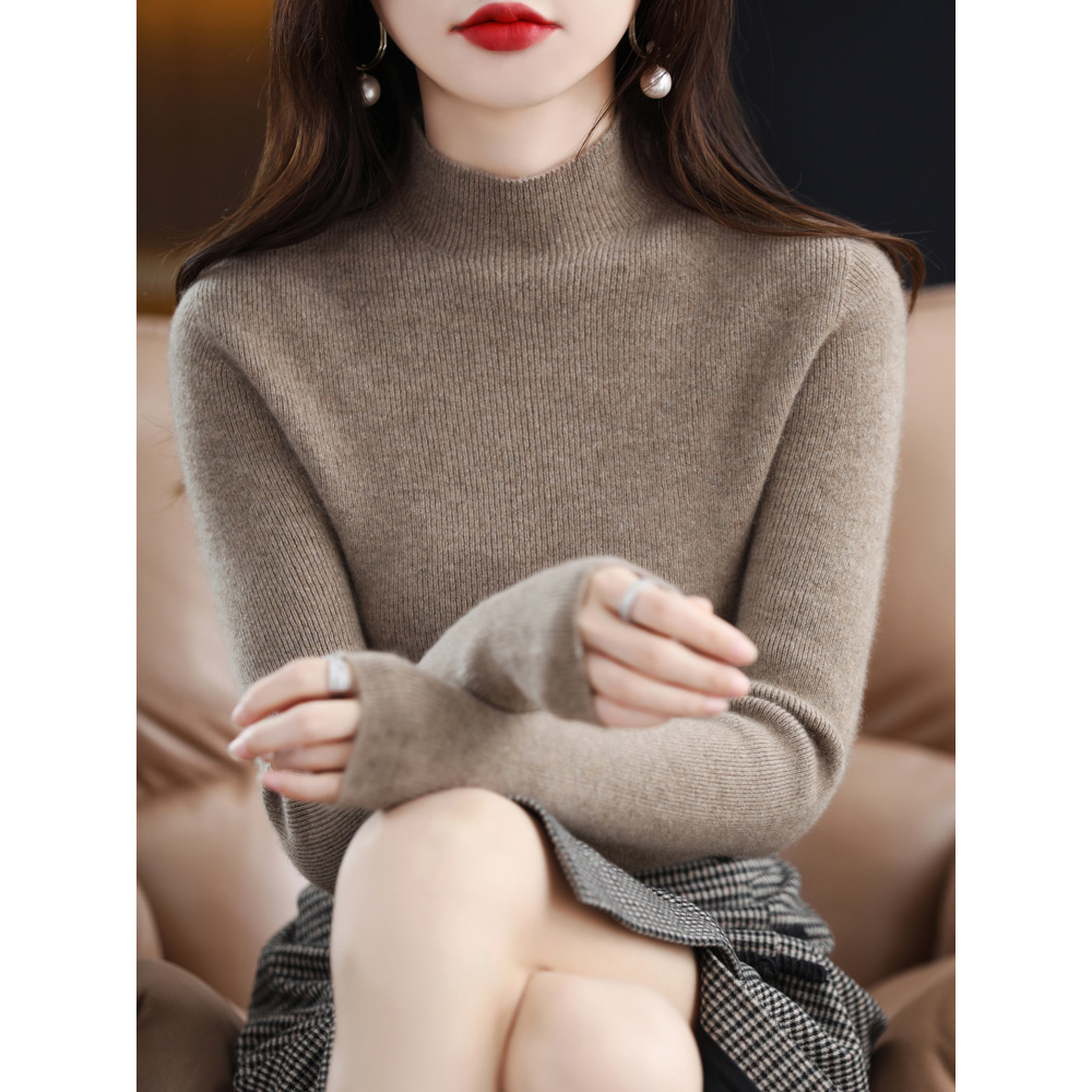 【梅姐专属】抽条半高经典时尚百搭显瘦羊毛衫YM-QHNJRG-1109