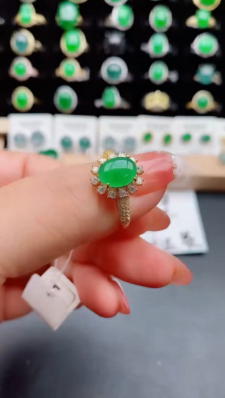 【闪购商品】翡翠戒指银S925镶嵌2080