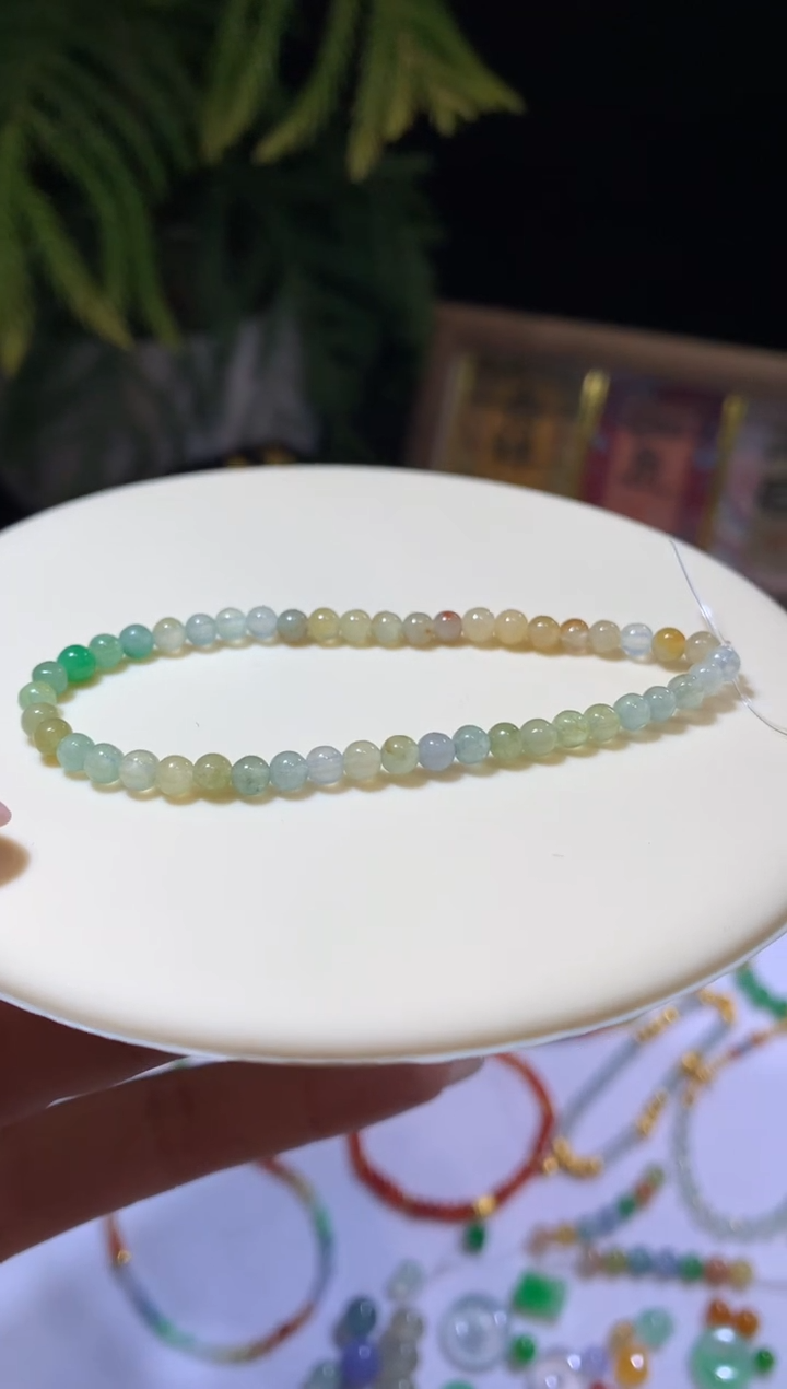 【闪购商品】定制翡翠未镶嵌3.8*手串1880+188