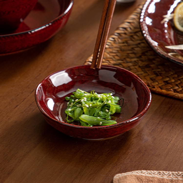 铁锈红味碟4.5寸小吃碟2个装4个装家用陶瓷蘸料碟小碟子油醋蘸碟