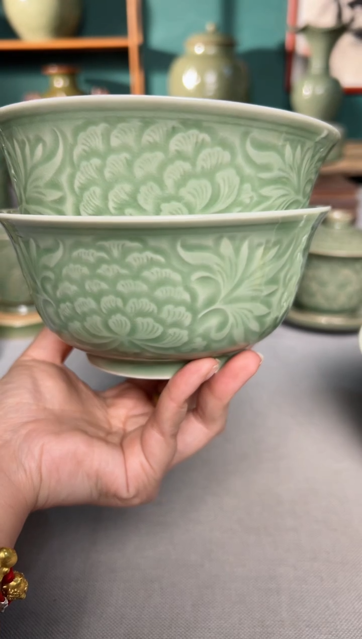 【闪购商品】其他耀州窑5.5寸塔式牡丹碗特价福利2只