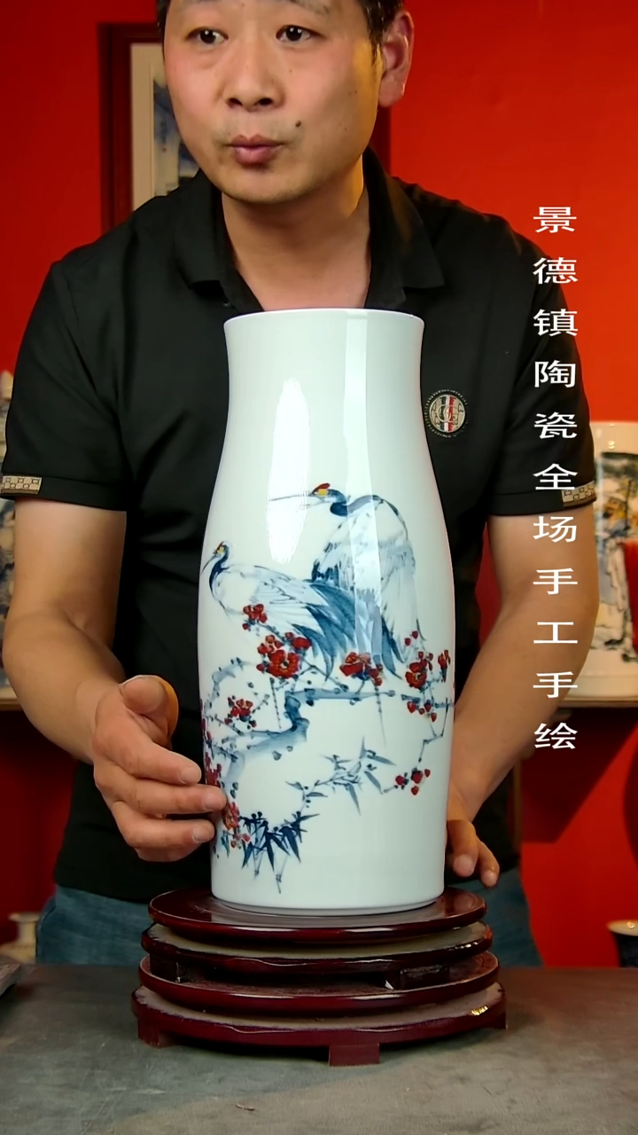 摆件景德镇陶瓷花瓶手工手绘