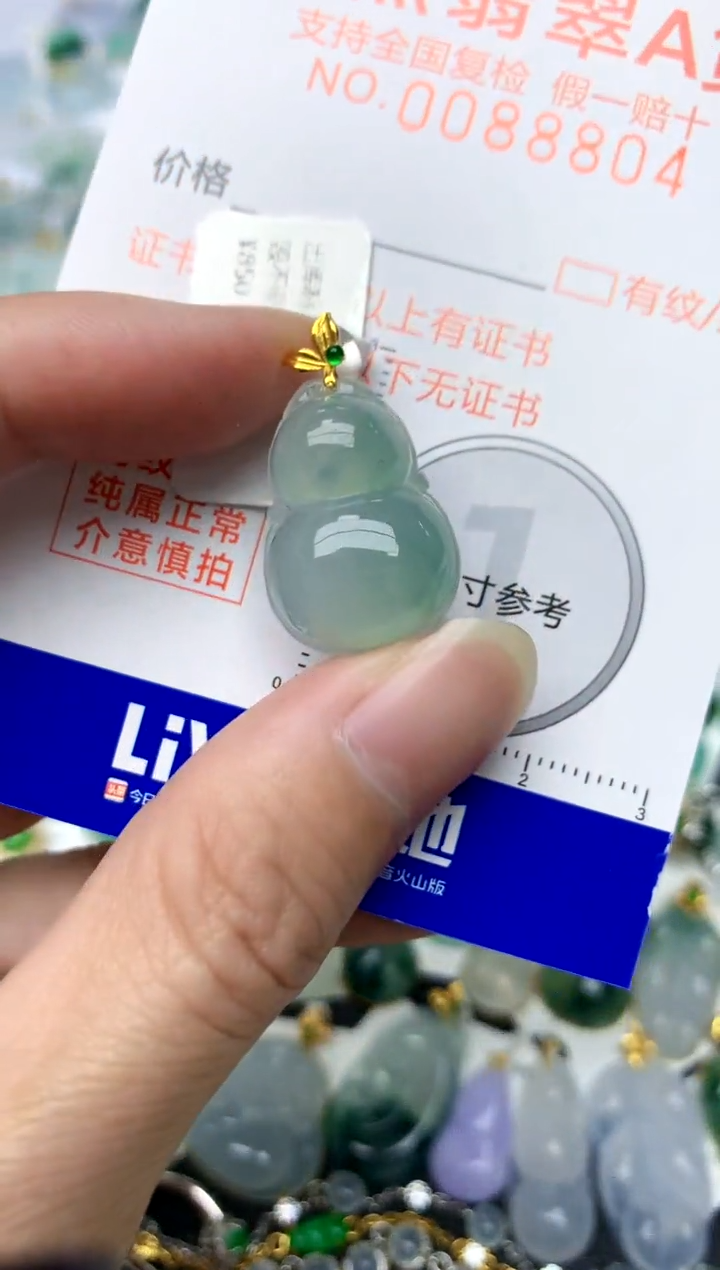 颈饰18K金镶嵌翡翠天然A货翡翠