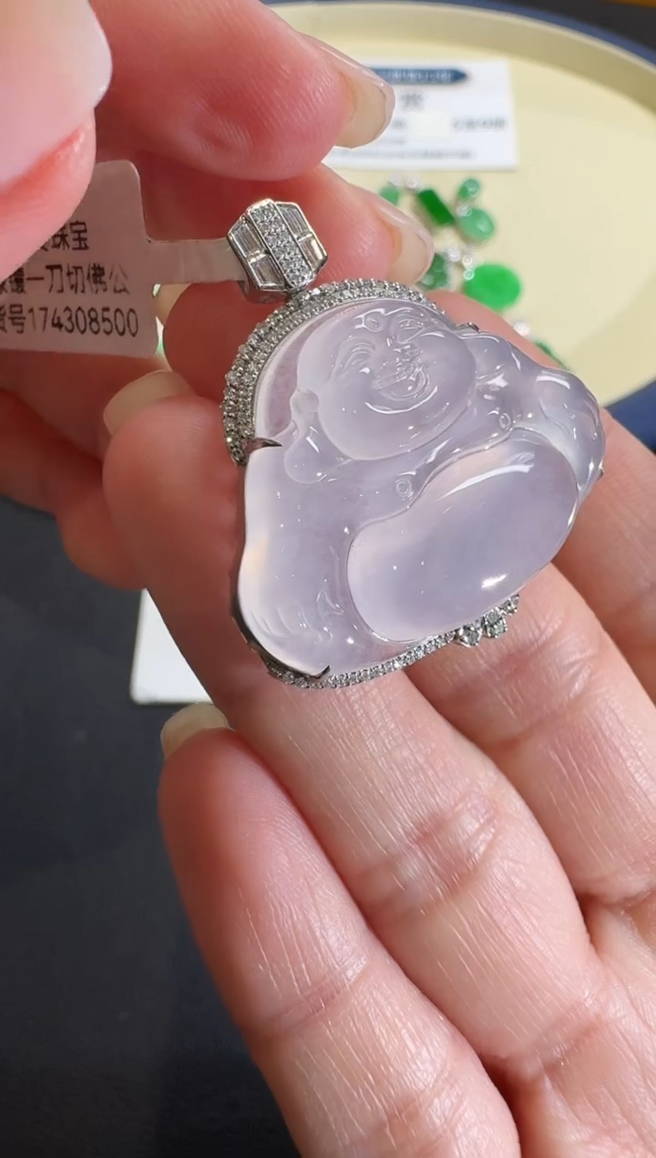 【闪购商品】翡翠吊坠(不含链)18K金镶嵌【源头工厂】钻石镶嵌