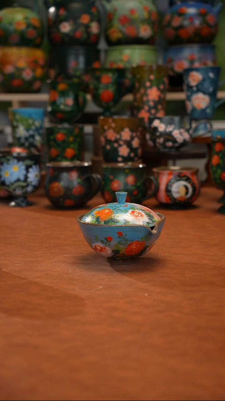 紫砂油画釉下彩手绘