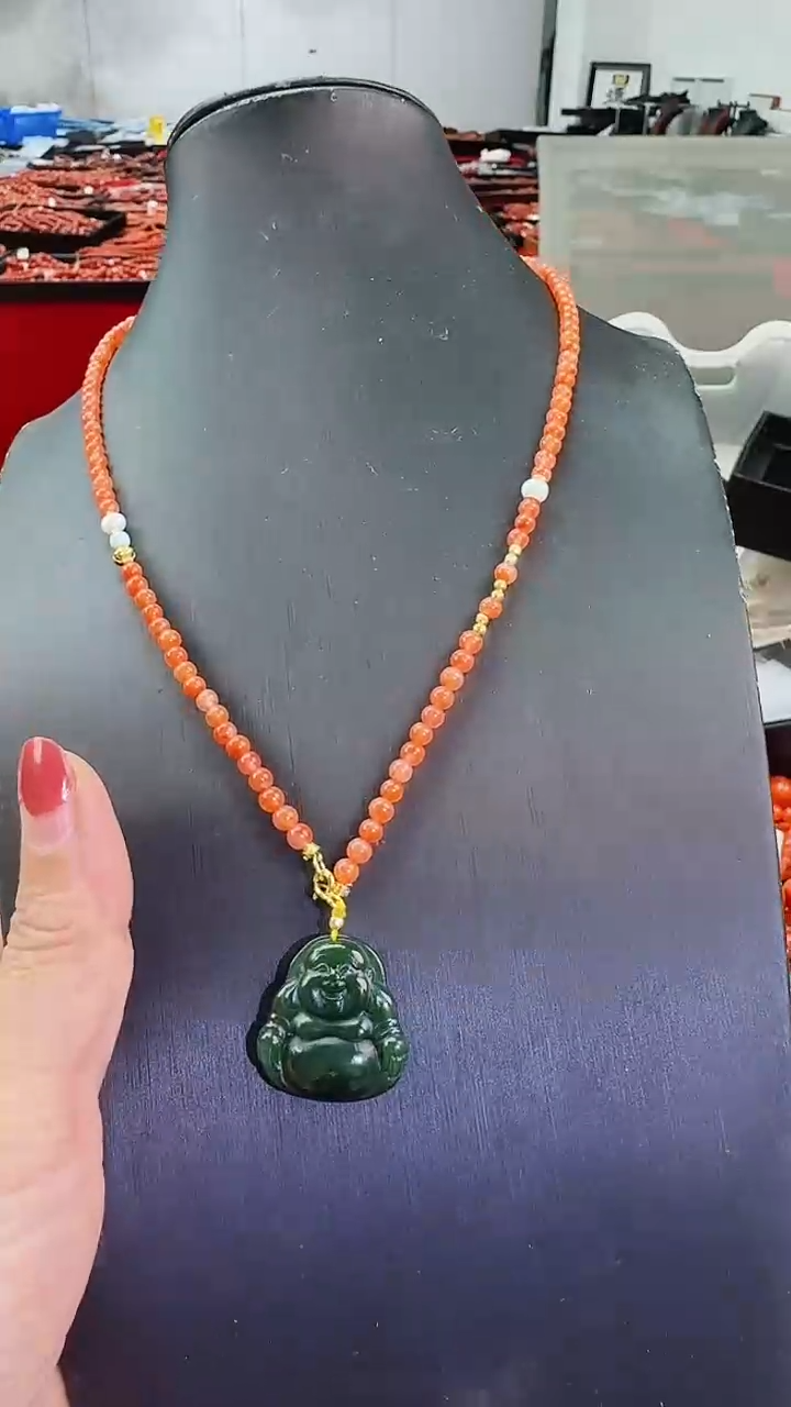 【闪购商品】南红玛瑙吊坠未镶嵌佛光锁骨链 卡4+