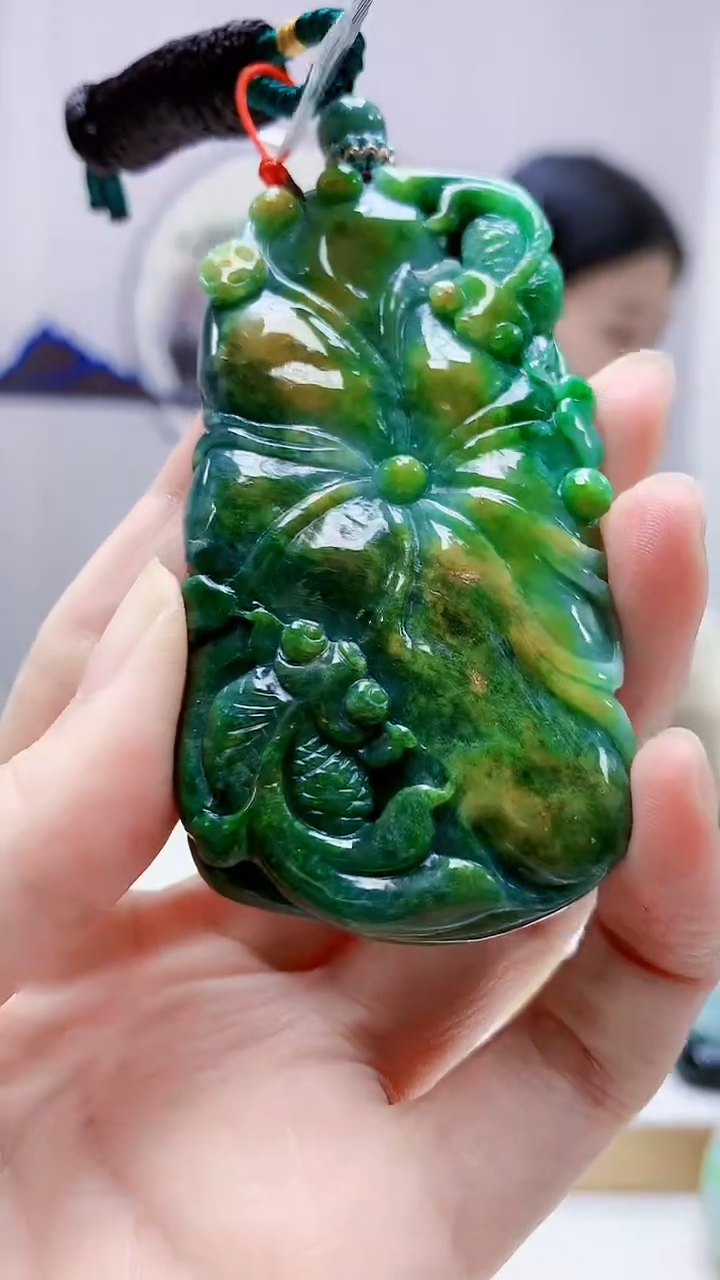 未镶嵌定制翡翠4812zm-毛货挂件荷叶鱼79