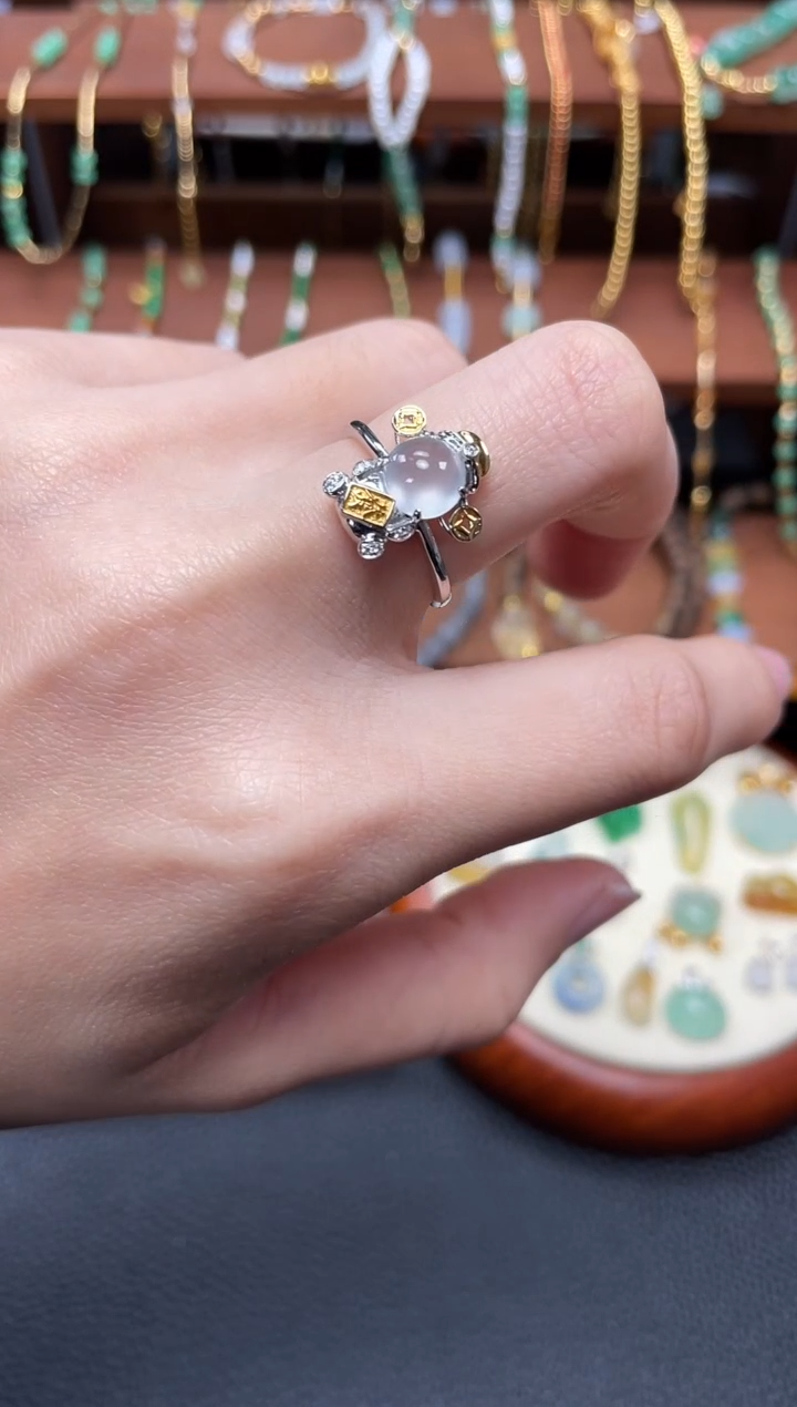 【闪购商品】翡翠戒指18K金镶嵌一个  JK625