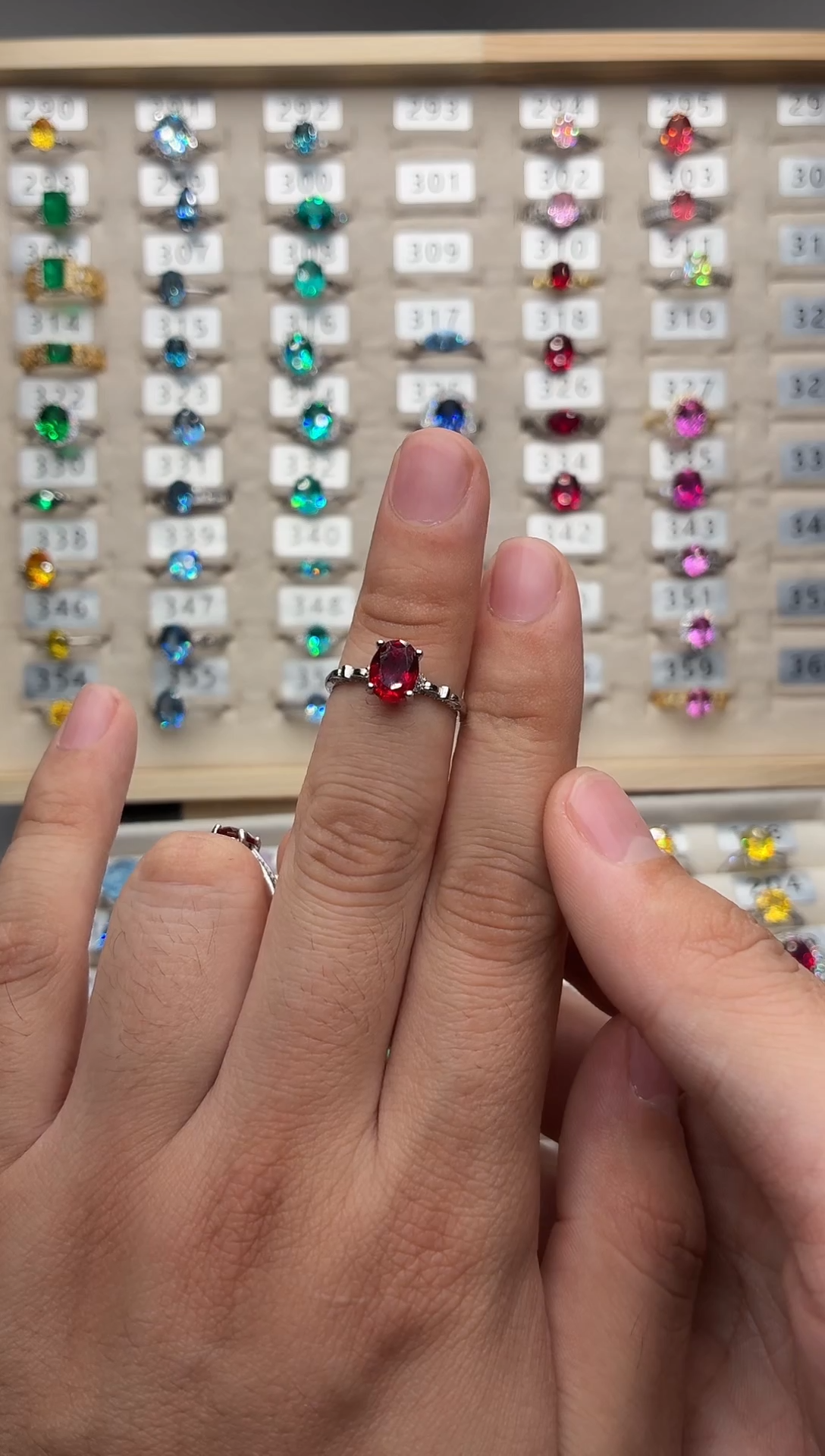 银S925镀金镶嵌戒指红宝石0000