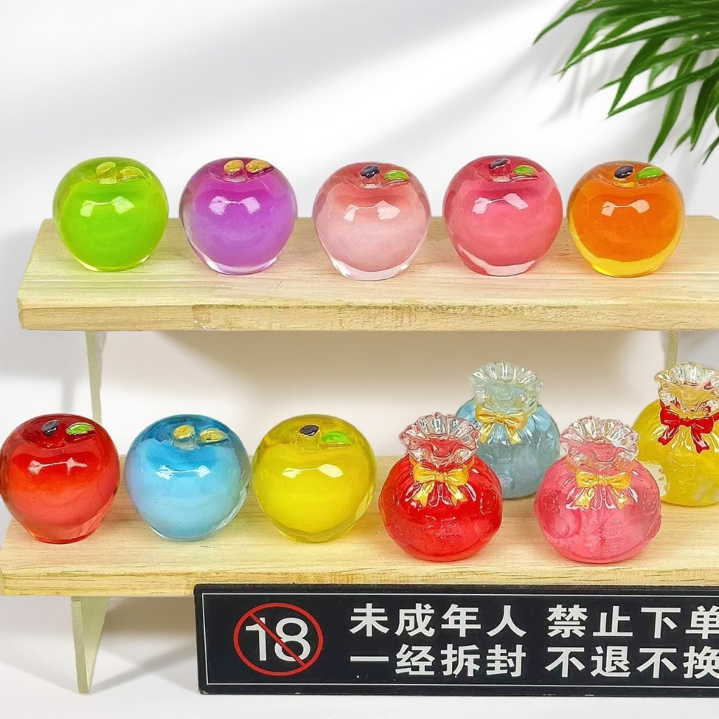 夜光糖心大苹果+祥云福袋diy树脂食玩饰品摆件