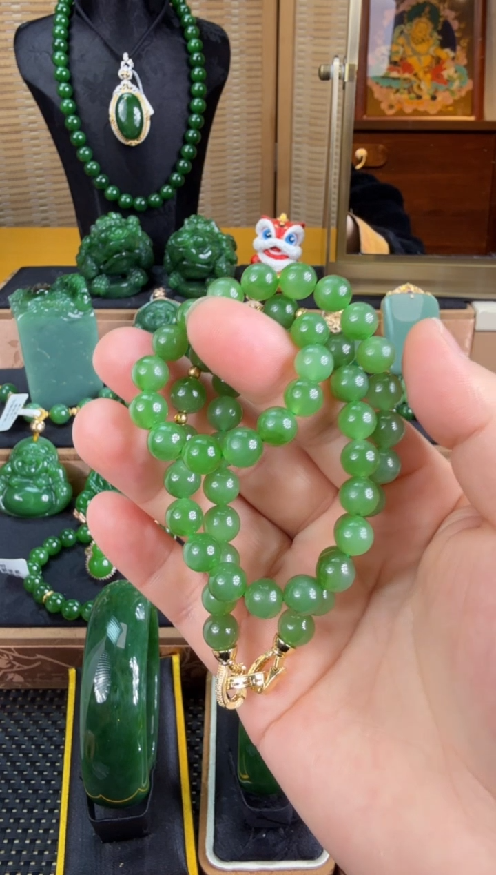 【闪购商品】和田玉（碧玉）项链18K金镶嵌 