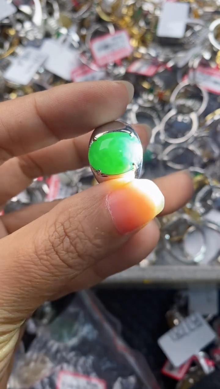 银S925镶嵌戒指翡翠222---2