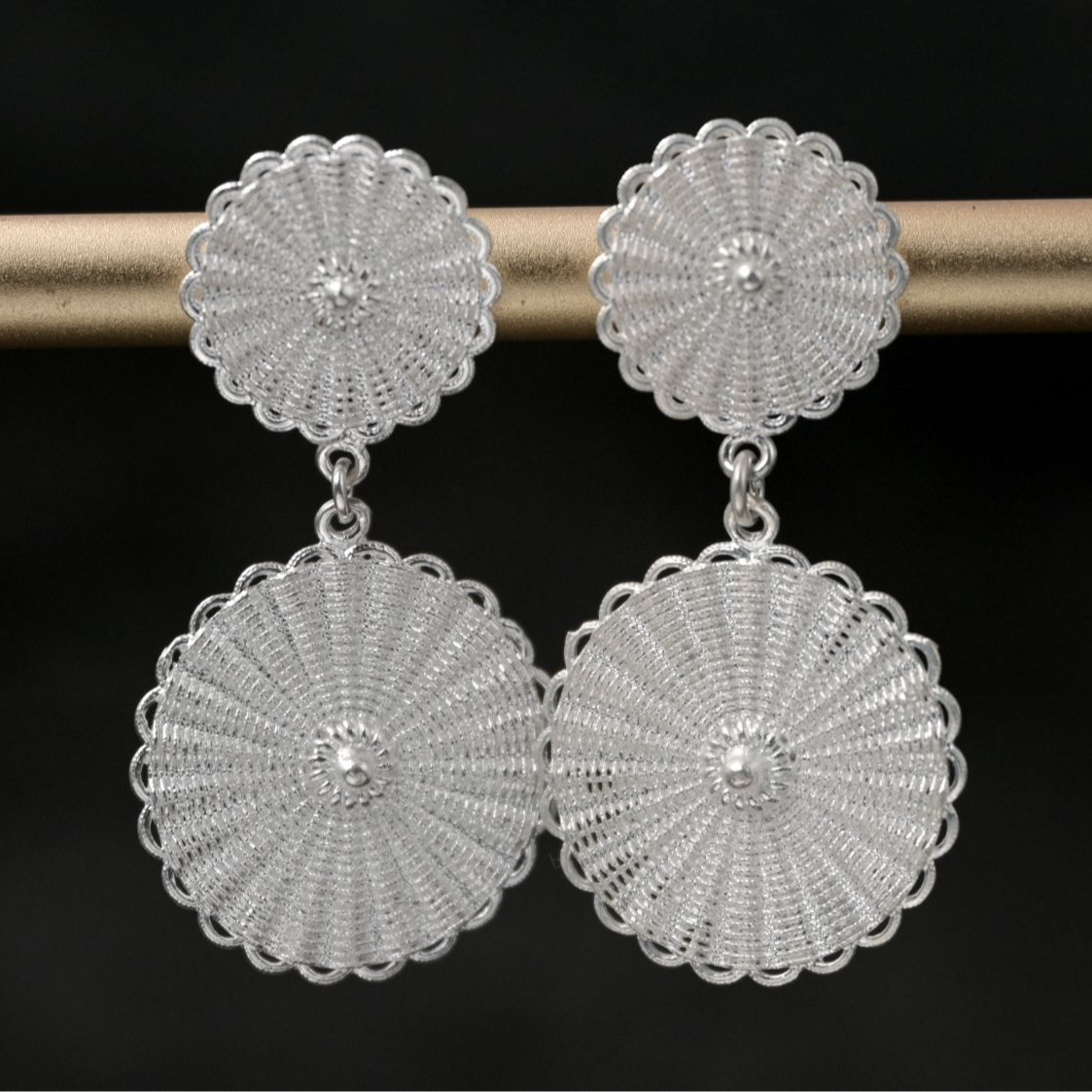 足银银制品 大满家999足银花影耳环ES106