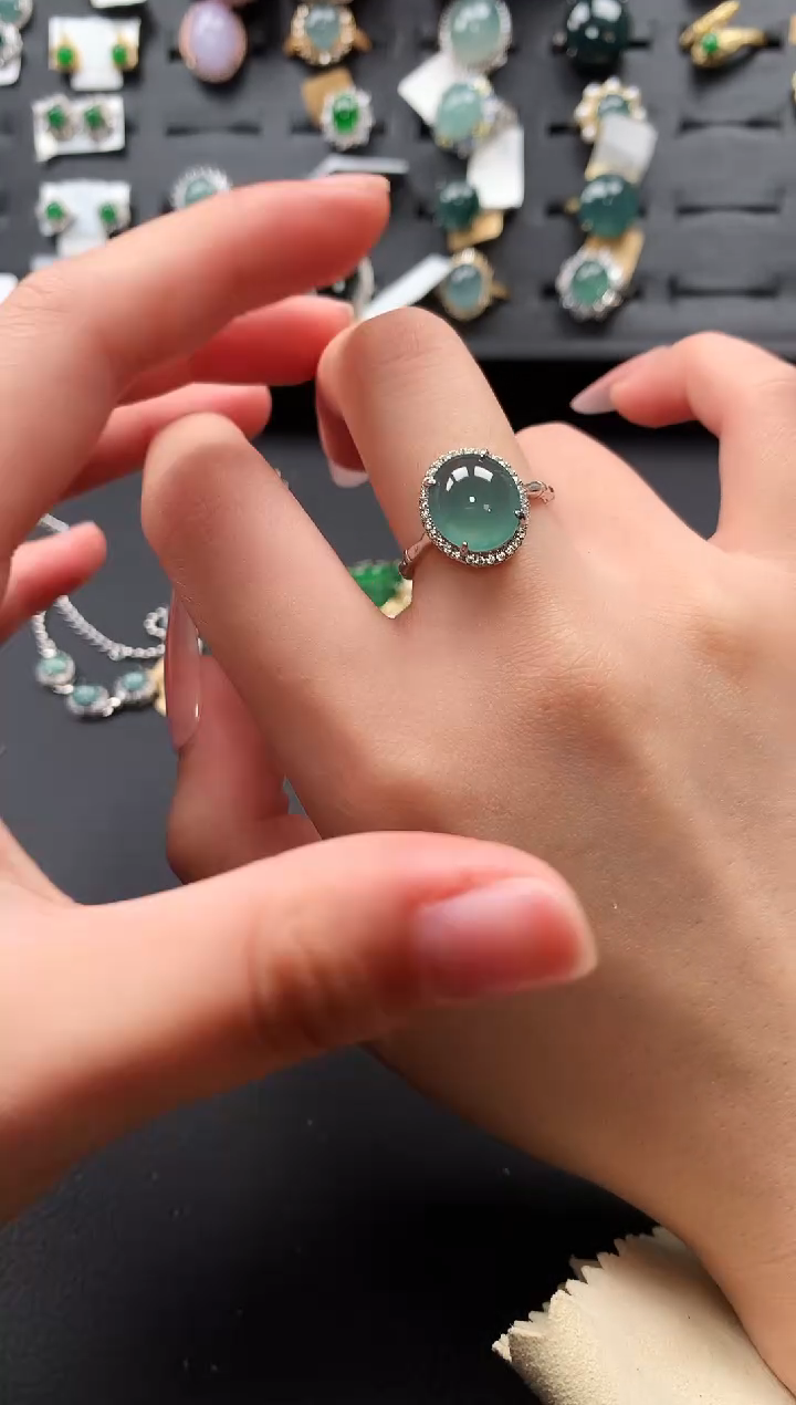 【闪购商品】翡翠戒指银S925镶嵌52141